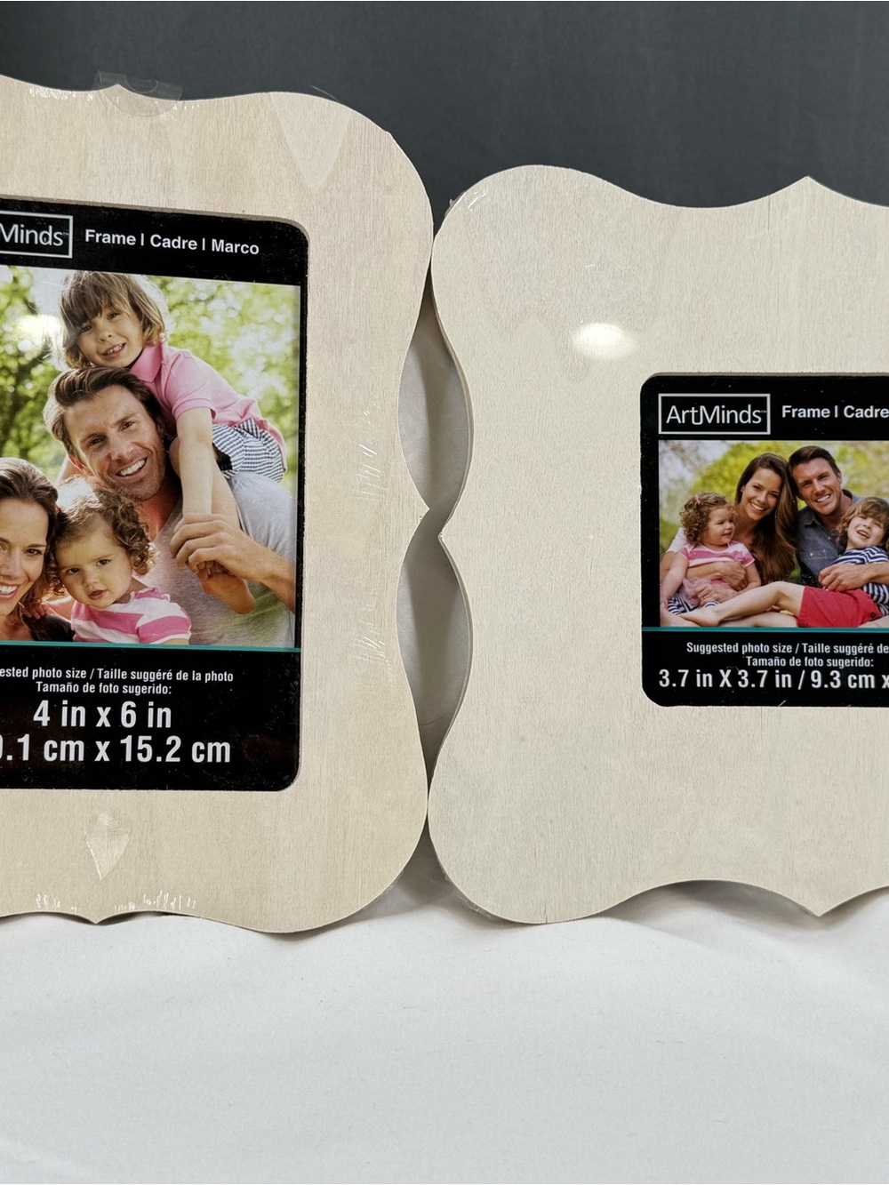 Natural Wood Double Picture Frame - Cream